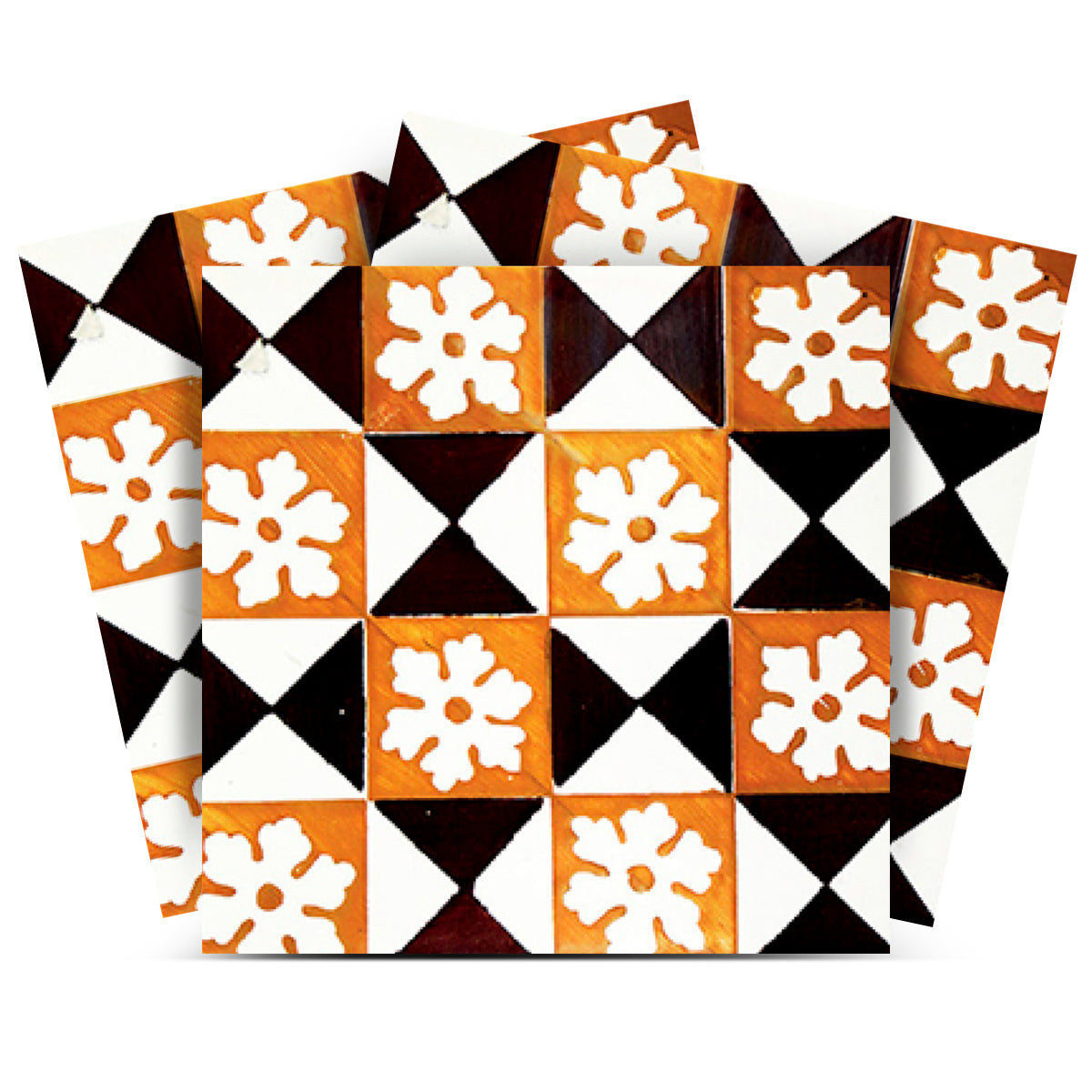 4" x 4" Mini Snowflakes and Squares Peel and Stick Removable Tiles