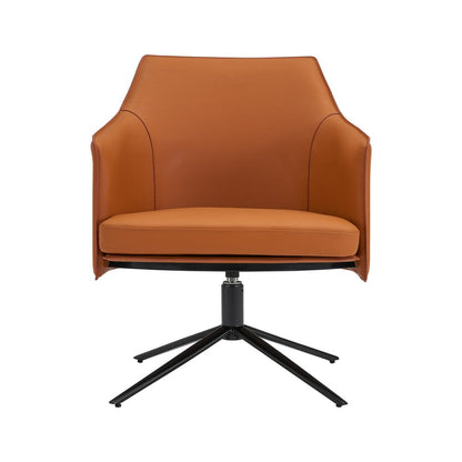 26" Terra Cotta and Black Faux Leather Swivel Lounge Chair HomeRoots