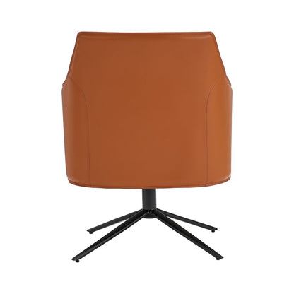 26" Terra Cotta and Black Faux Leather Swivel Lounge Chair HomeRoots
