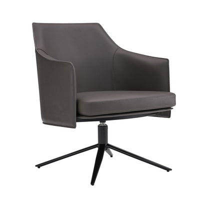 26" Gray and Black Faux Leather Swivel Lounge Chair HomeRoots