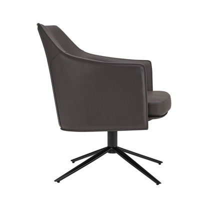 26" Gray and Black Faux Leather Swivel Lounge Chair HomeRoots