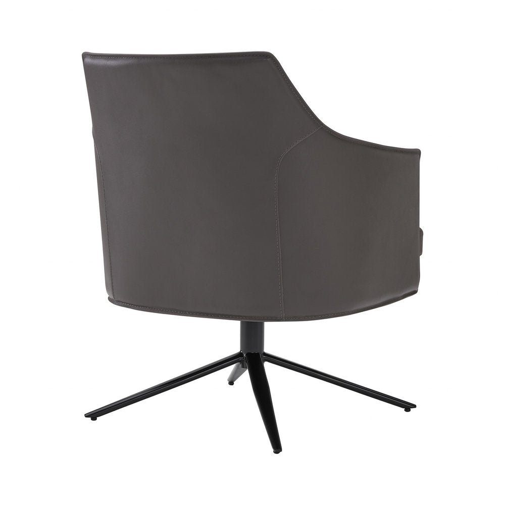 26" Gray and Black Faux Leather Swivel Lounge Chair HomeRoots