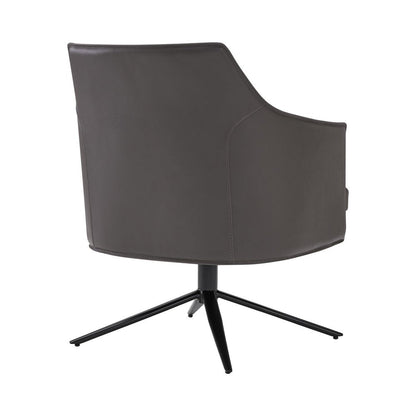 26" Gray and Black Faux Leather Swivel Lounge Chair HomeRoots
