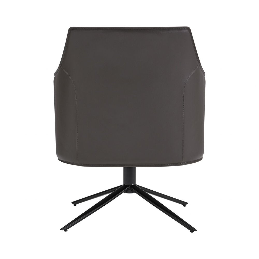 26" Gray and Black Faux Leather Swivel Lounge Chair HomeRoots