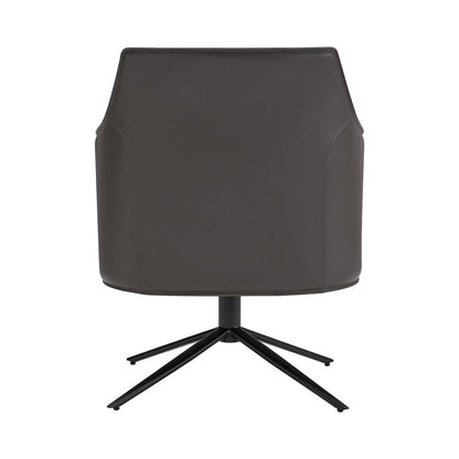 26" Gray and Black Faux Leather Swivel Lounge Chair HomeRoots