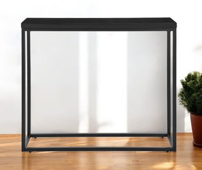 35" Black Wood and Steel Frame Console Table HomeRoots