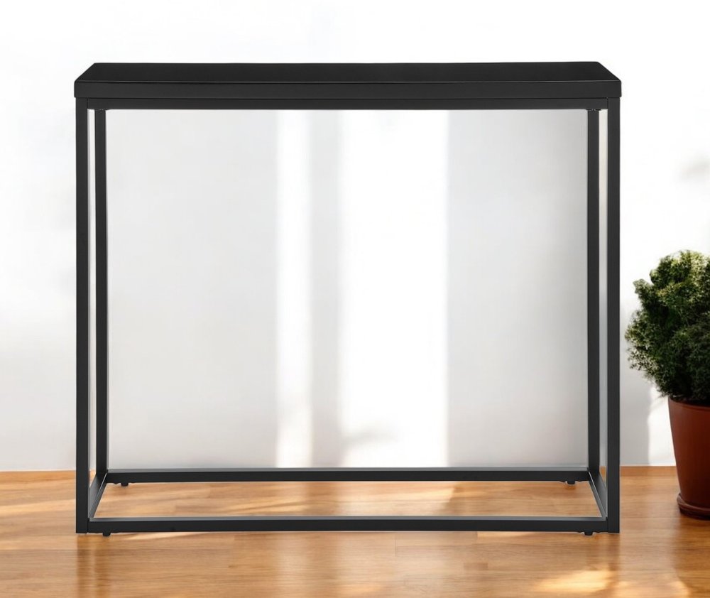 35" Black Wood and Steel Frame Console Table HomeRoots