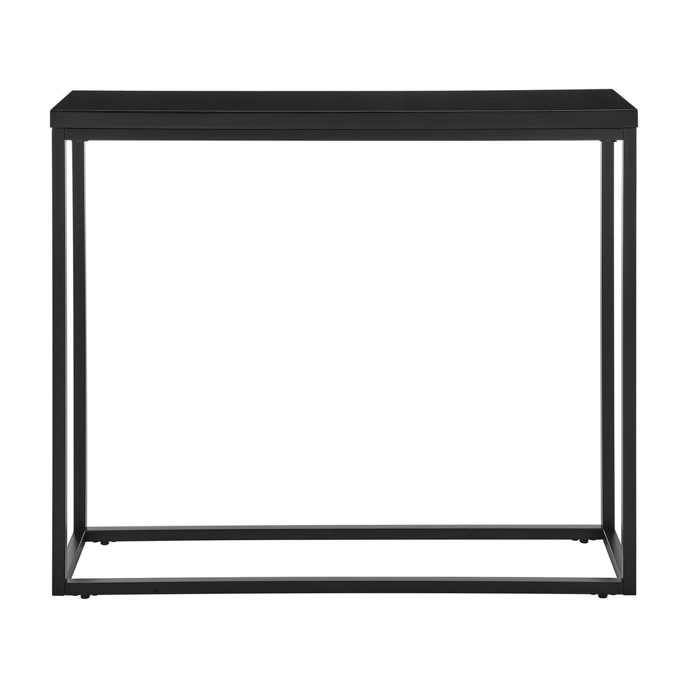 35" Black Wood and Steel Frame Console Table HomeRoots
