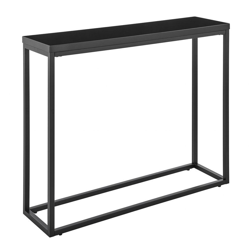 35" Black Wood and Steel Frame Console Table HomeRoots