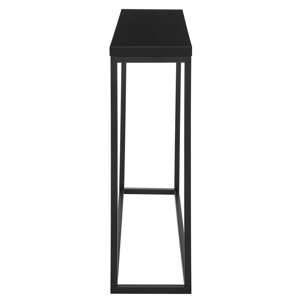 35" Black Wood and Steel Frame Console Table HomeRoots