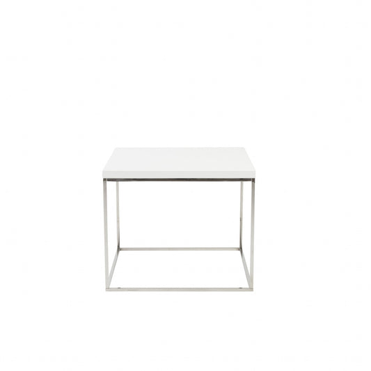 20" Silver And White Square End Table