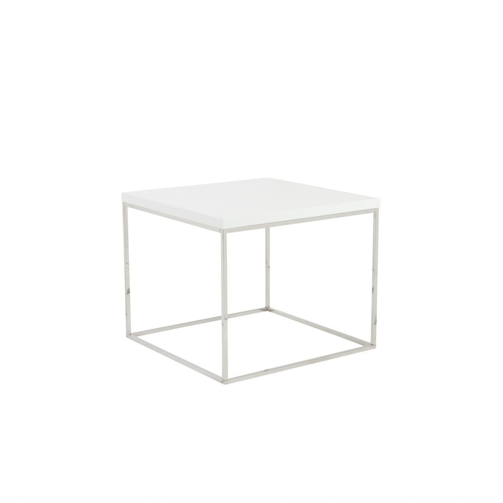 20" Silver And White Square End Table HomeRoots