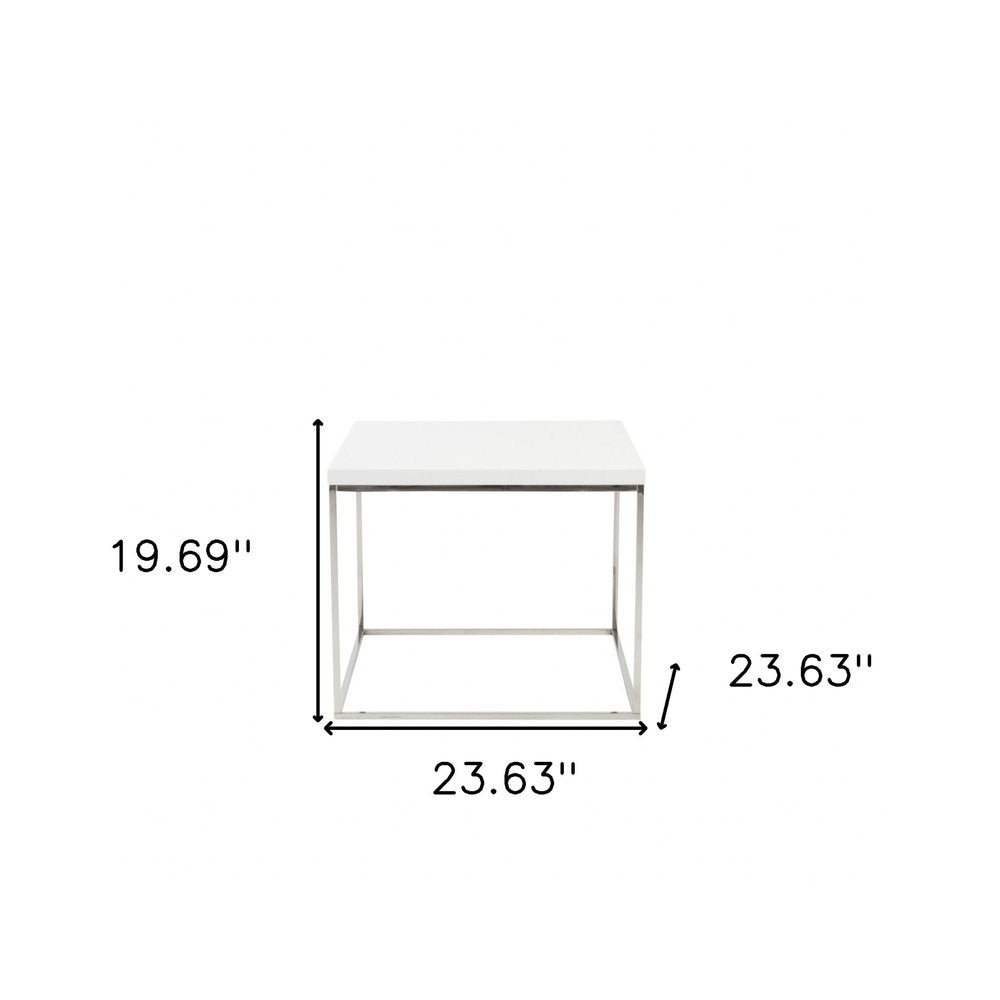 20" Silver And White Square End Table HomeRoots