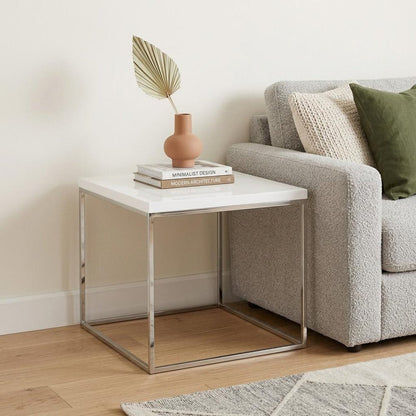 20" Silver And White Square End Table HomeRoots