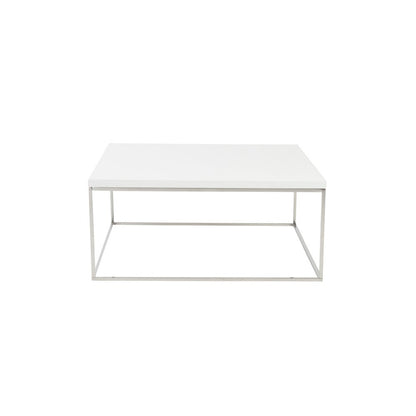 35" White and Silver Wood And Metal Square Frame Coffee Table HomeRoots