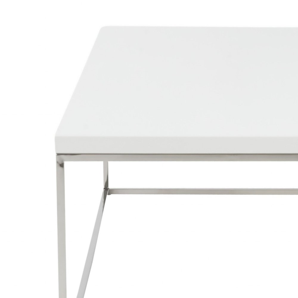 47" White and Silver Wood And Metal Frame Coffee Table HomeRoots