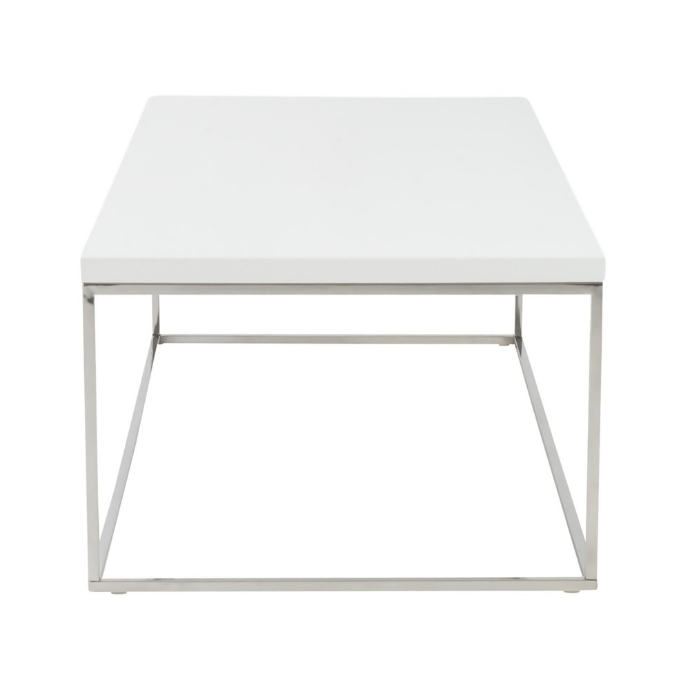 47" White and Silver Wood And Metal Frame Coffee Table HomeRoots