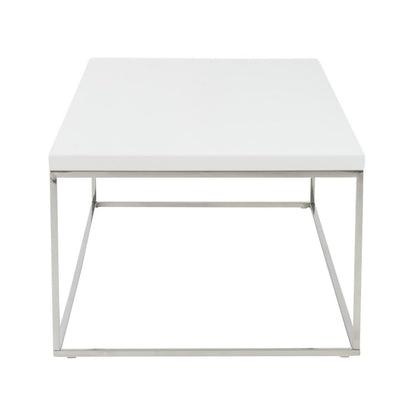 47" White and Silver Wood And Metal Frame Coffee Table HomeRoots