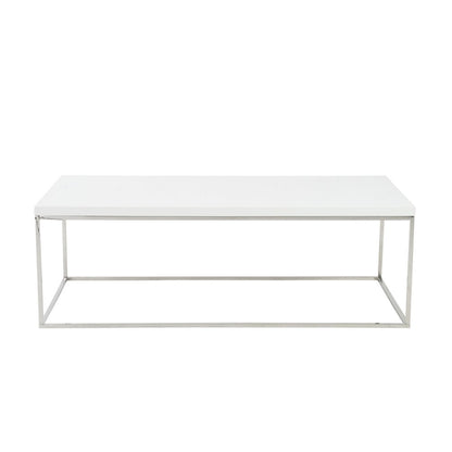 47" White and Silver Wood And Metal Frame Coffee Table HomeRoots