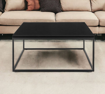 35" Black Wood And Metal Square Frame Coffee Table HomeRoots