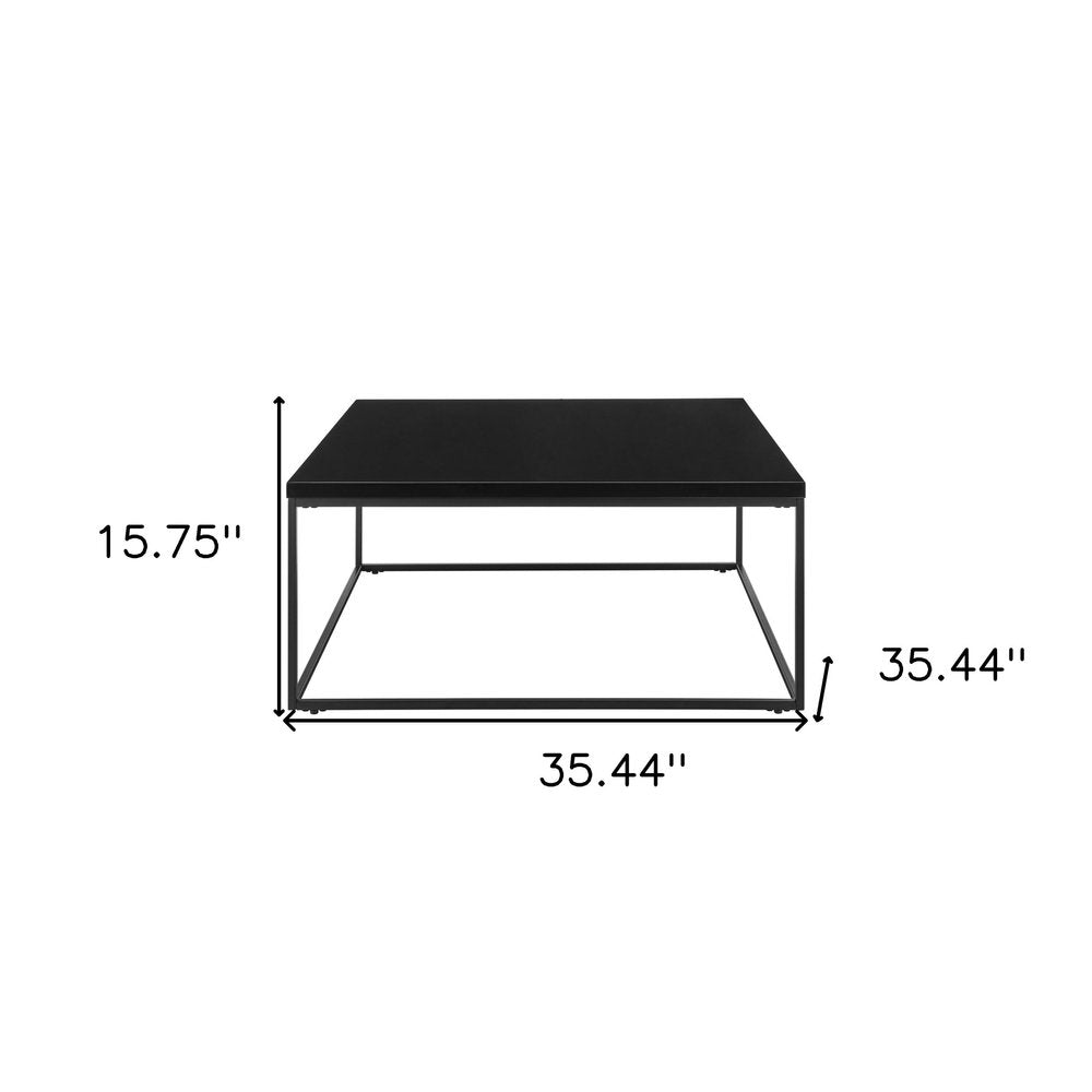 35" Black Wood And Metal Square Frame Coffee Table HomeRoots