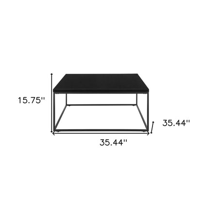 35" Black Wood And Metal Square Frame Coffee Table HomeRoots