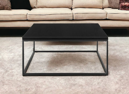 35" Black Wood And Metal Square Frame Coffee Table HomeRoots