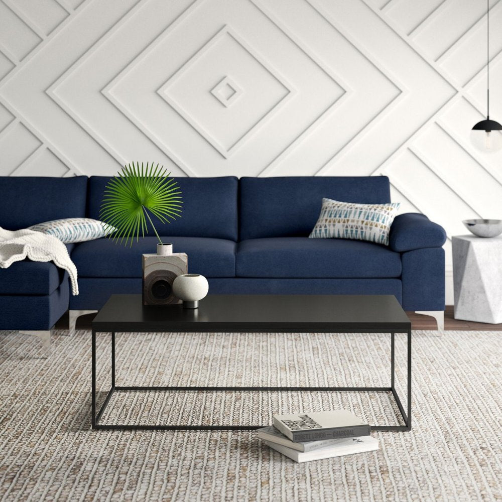 47" Black Wood And Metal Frame Coffee Table HomeRoots