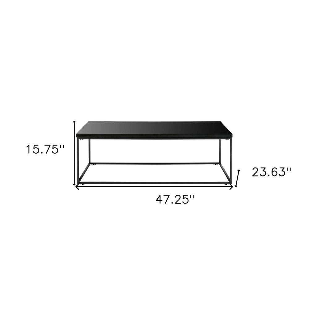 47" Black Wood And Metal Frame Coffee Table HomeRoots