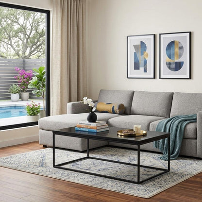 47" Black Wood And Metal Frame Coffee Table HomeRoots