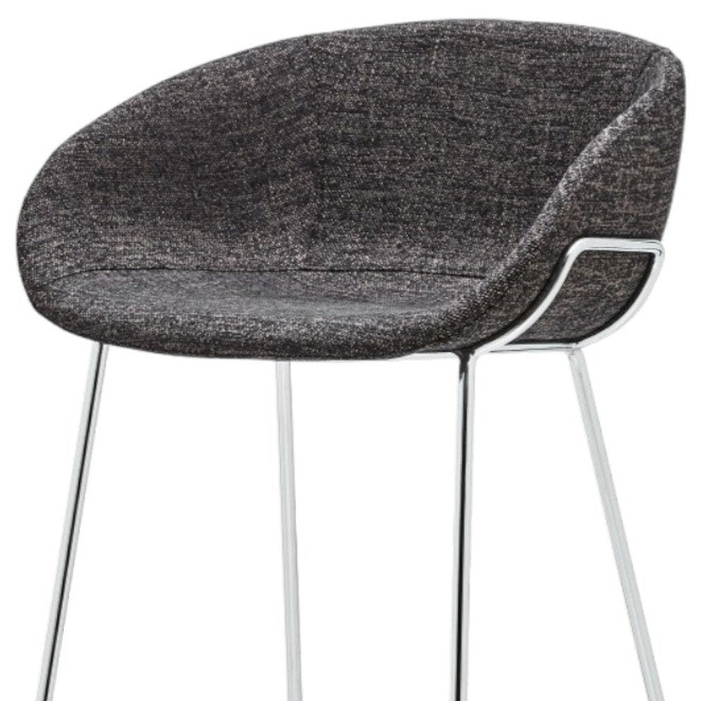 Set of Two 30" Black And Silver Steel Low Back Bar Height Bar Chairs HomeRoots