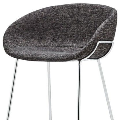 Set of Two 30" Black And Silver Steel Low Back Bar Height Bar Chairs HomeRoots