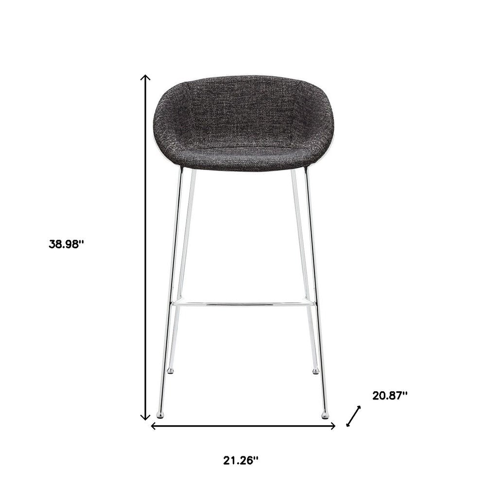 Set of Two 30" Black And Silver Steel Low Back Bar Height Bar Chairs HomeRoots