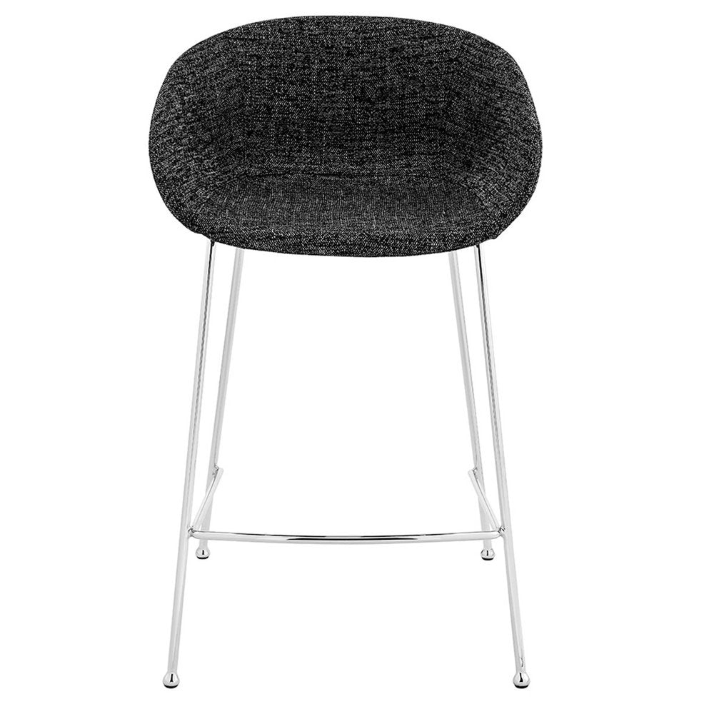 Set of Two 26" Black And Silver Fabric And Steel Low Back Counter Height Bar Chairs HomeRoots