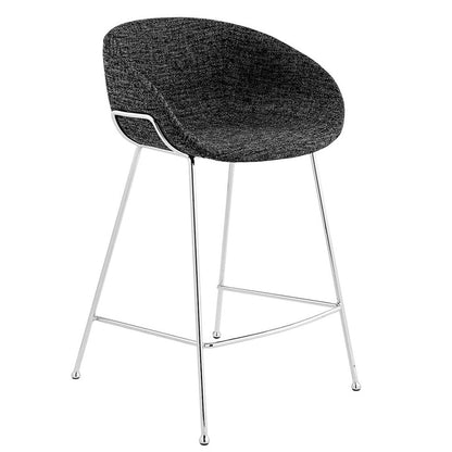 Set of Two 26" Black And Silver Fabric And Steel Low Back Counter Height Bar Chairs HomeRoots