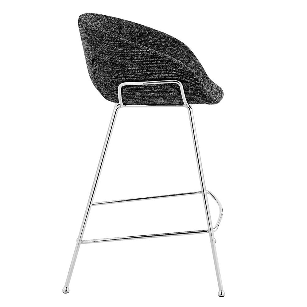 Set of Two 26" Black And Silver Fabric And Steel Low Back Counter Height Bar Chairs HomeRoots