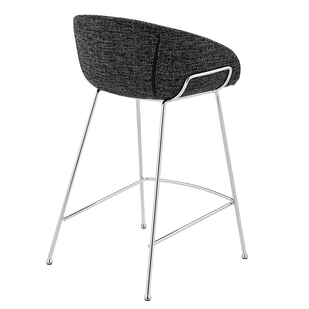 Set of Two 26" Black And Silver Fabric And Steel Low Back Counter Height Bar Chairs HomeRoots