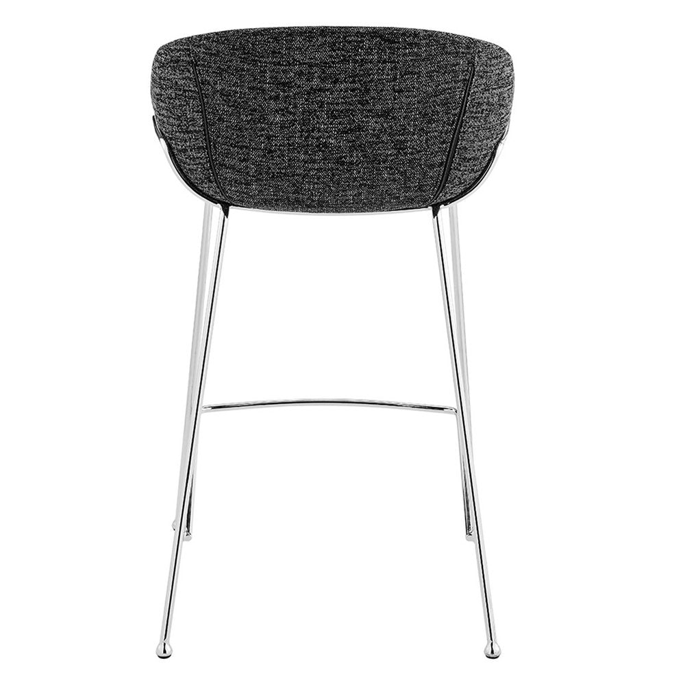 Set of Two 26" Black And Silver Fabric And Steel Low Back Counter Height Bar Chairs HomeRoots