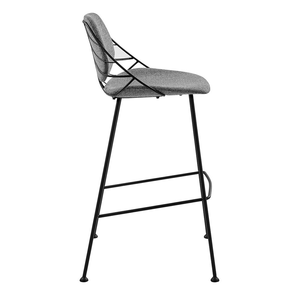Set of Two 30" Light Gray And Black Steel Low Back Bar Height Bar Chairs HomeRoots