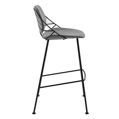 Set of Two 30" Light Gray And Black Steel Low Back Bar Height Bar Chairs HomeRoots