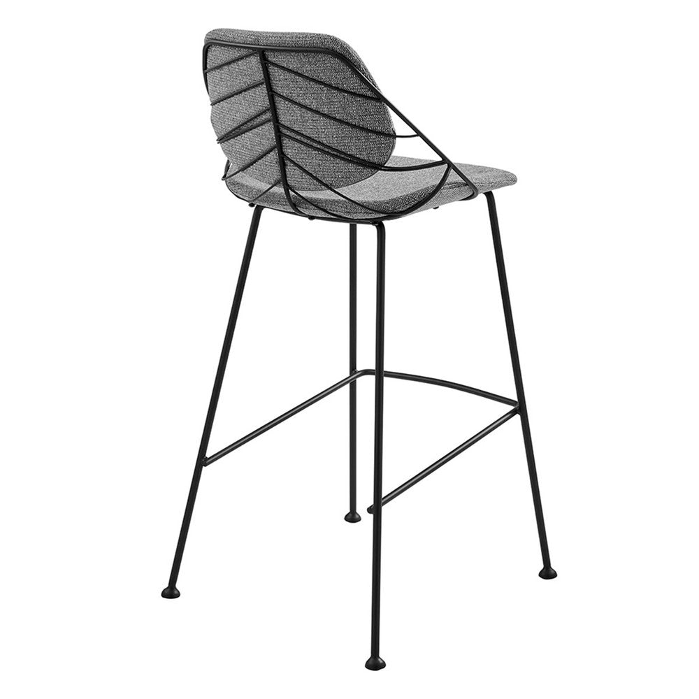 Set of Two 30" Light Gray And Black Steel Low Back Bar Height Bar Chairs HomeRoots