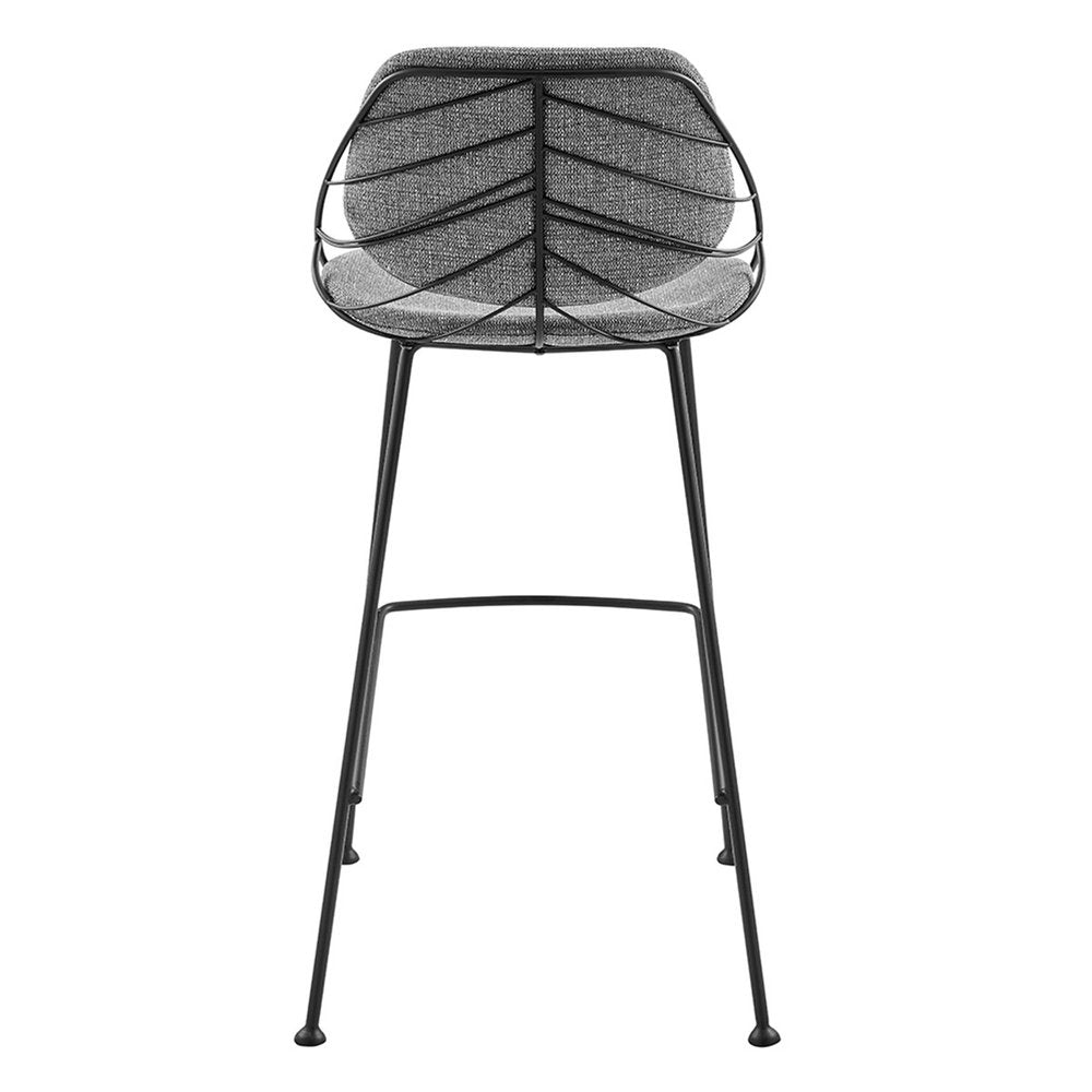 Set of Two 30" Light Gray And Black Steel Low Back Bar Height Bar Chairs HomeRoots