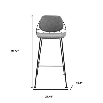 Set of Two 30" Light Gray And Black Steel Low Back Bar Height Bar Chairs HomeRoots