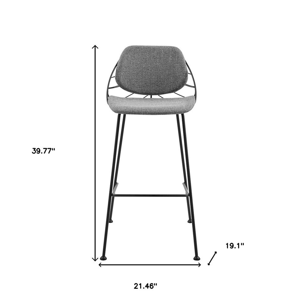 Set of Two 30" Light Gray And Black Steel Low Back Bar Height Bar Chairs HomeRoots