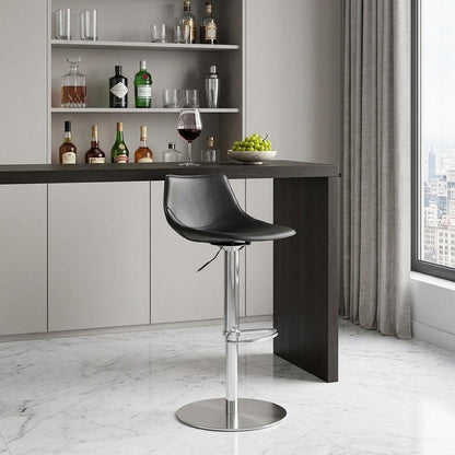 Black And Silver Steel Low Back Bar Height Swivel Bar Chair HomeRoots