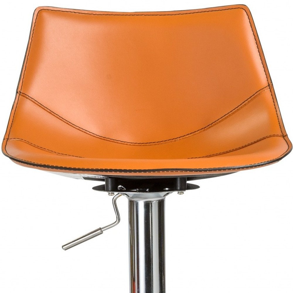 Terra Cotta And Silver Faux Leather And Steel Low Back Bar Height Swivel Bar Chair HomeRoots