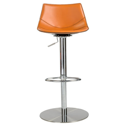Terra Cotta And Silver Faux Leather And Steel Low Back Bar Height Swivel Bar Chair HomeRoots