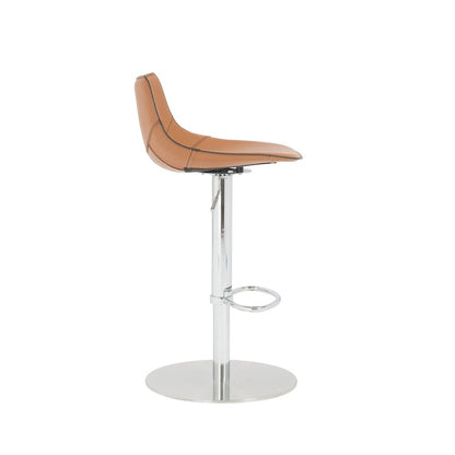 Terra Cotta And Silver Faux Leather And Steel Low Back Bar Height Swivel Bar Chair HomeRoots