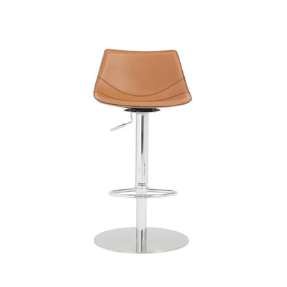 Terra Cotta And Silver Faux Leather And Steel Low Back Bar Height Swivel Bar Chair HomeRoots