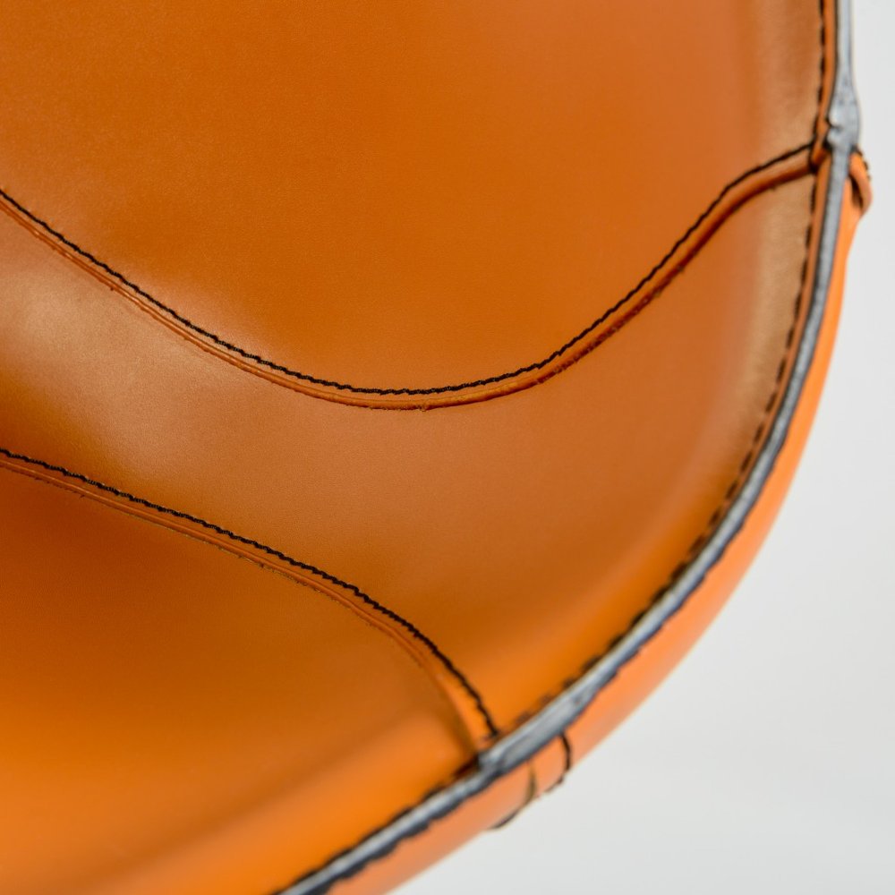 Terra Cotta And Silver Faux Leather And Steel Low Back Bar Height Swivel Bar Chair HomeRoots